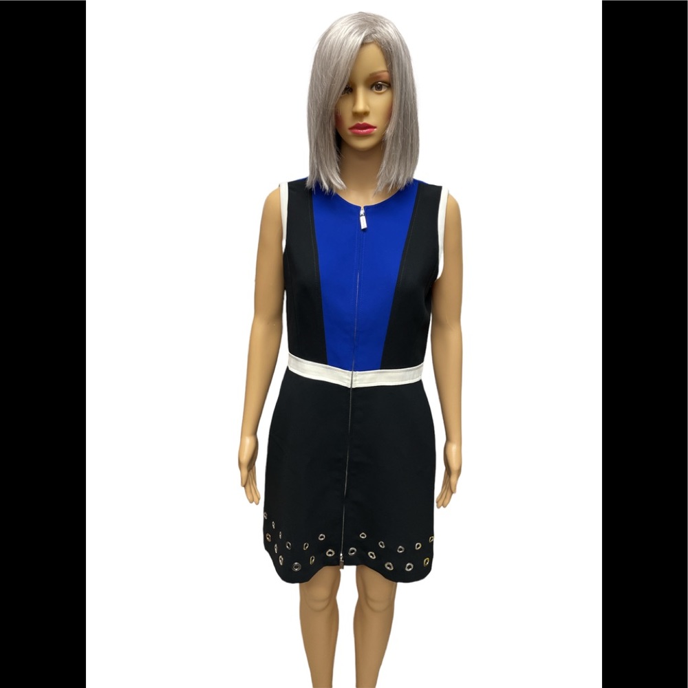 Colour-Block Zipper Bodycon With Rivets - image 1